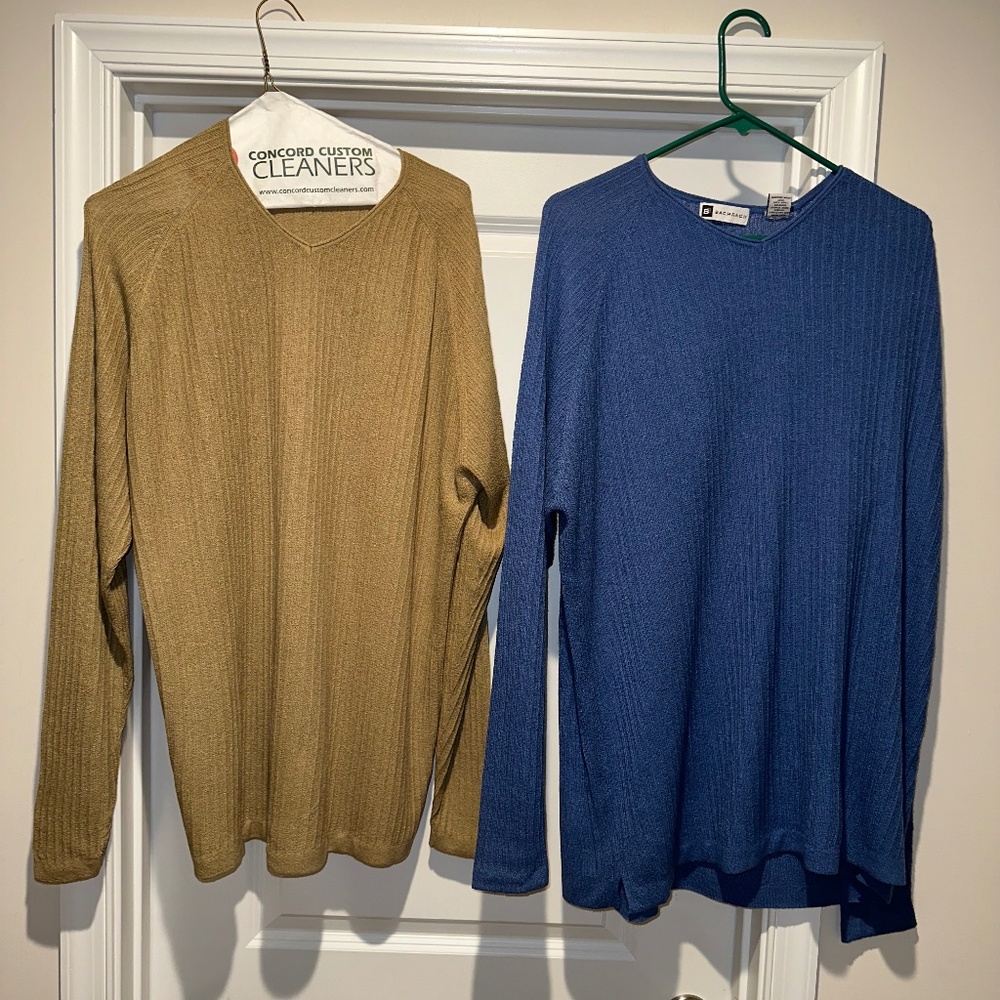 Bachrach 2 pack long sleeve v-neck Acrylic shirts size 2XL